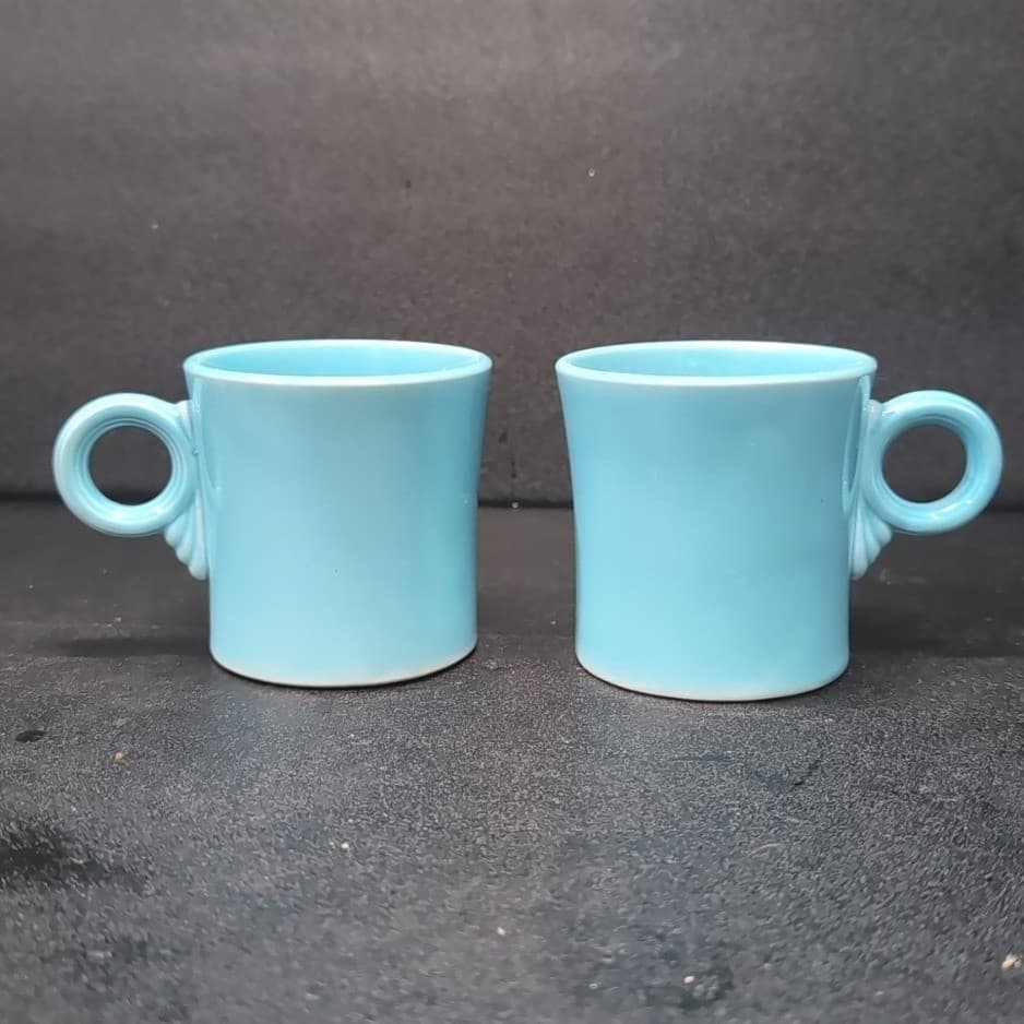 Fiestaware Turquoise Coffee Cups, Set of 2, Vintage Original Fiesta, Replacement - Thumbnail 2