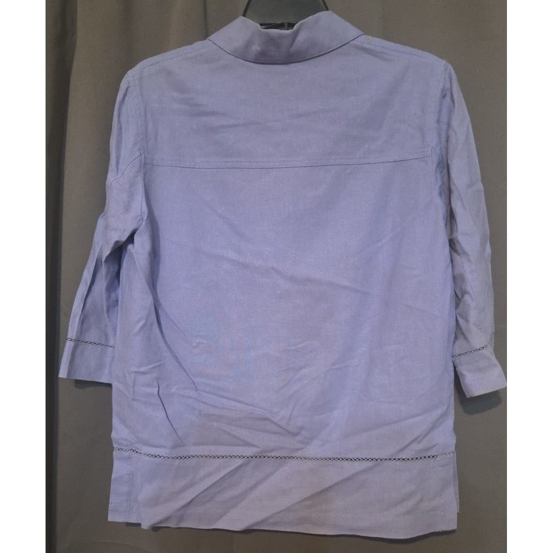 Norton McNaughton Lavender Top, Woman's Petite Small Button Up, 3/4 Sleeves - Thumbnail 3