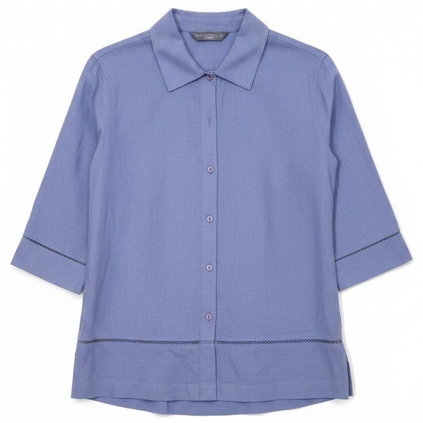 Norton McNaughton Lavender Top, Woman's Petite Small Button Up, 3/4 Sleeves
