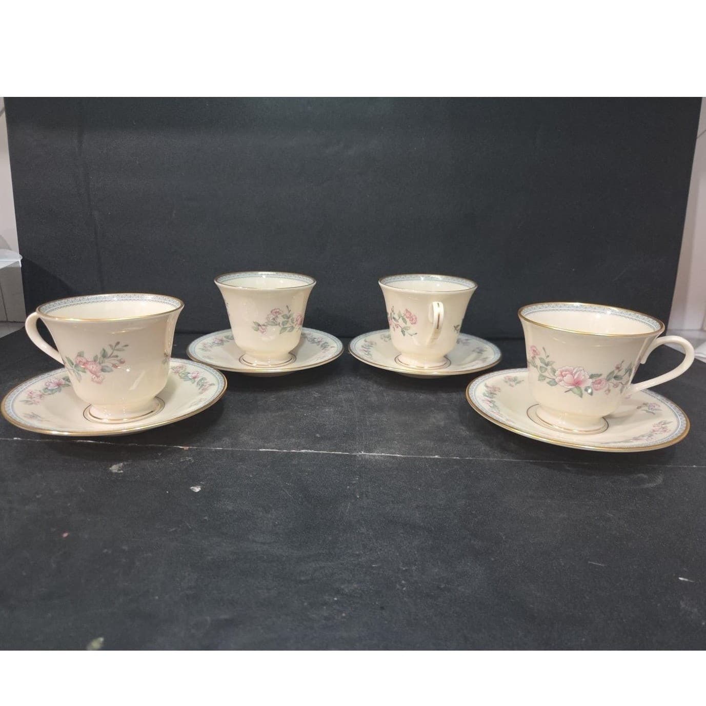 Lenox Serenade Cup & Saucers, Set Of 4, Vintage Floral Replacement Tableware - Thumbnail 2