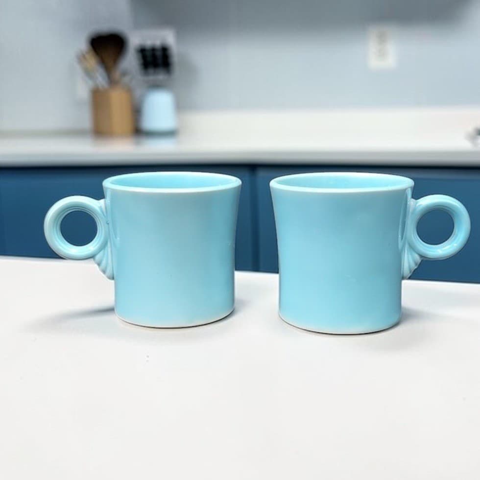 Fiestaware Turquoise Coffee Cups, Set of 2, Vintage Original Fiesta, Replacement