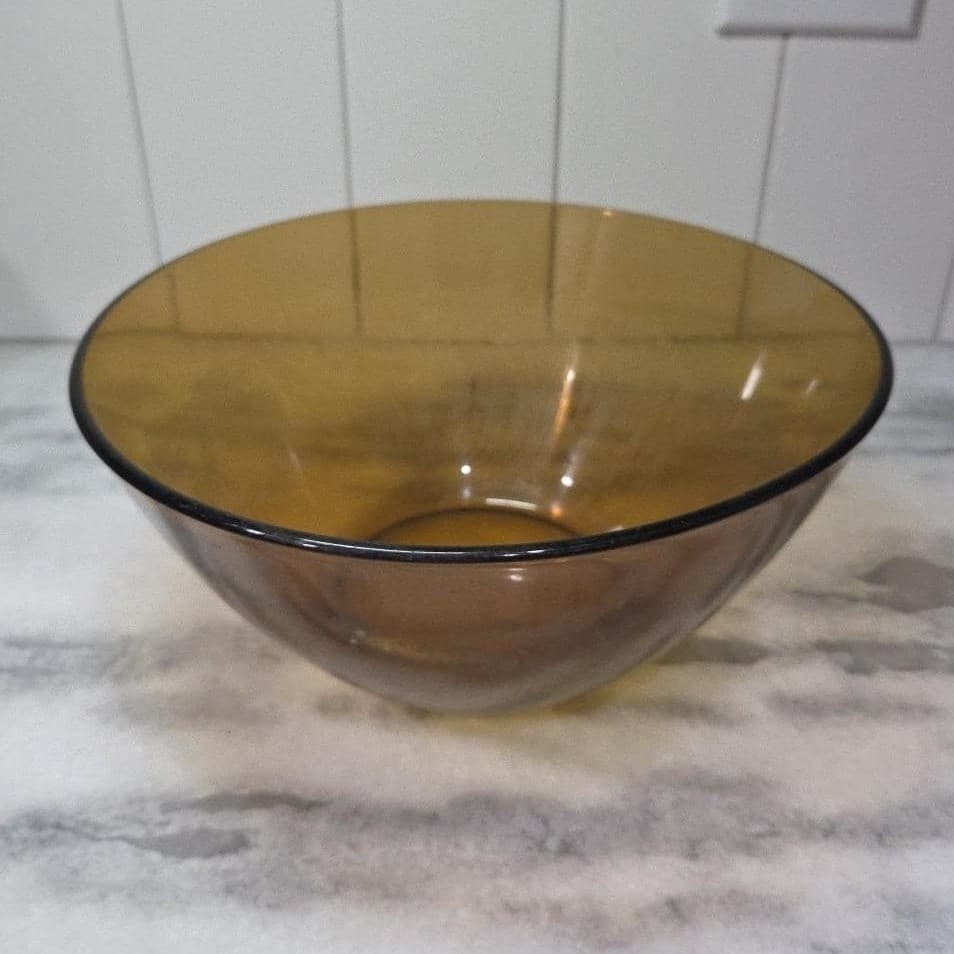Arcopal Amber Glass Mixing Bowl, Vintage MCM Kitchenware, Replacement Glassware - Thumbnail 2