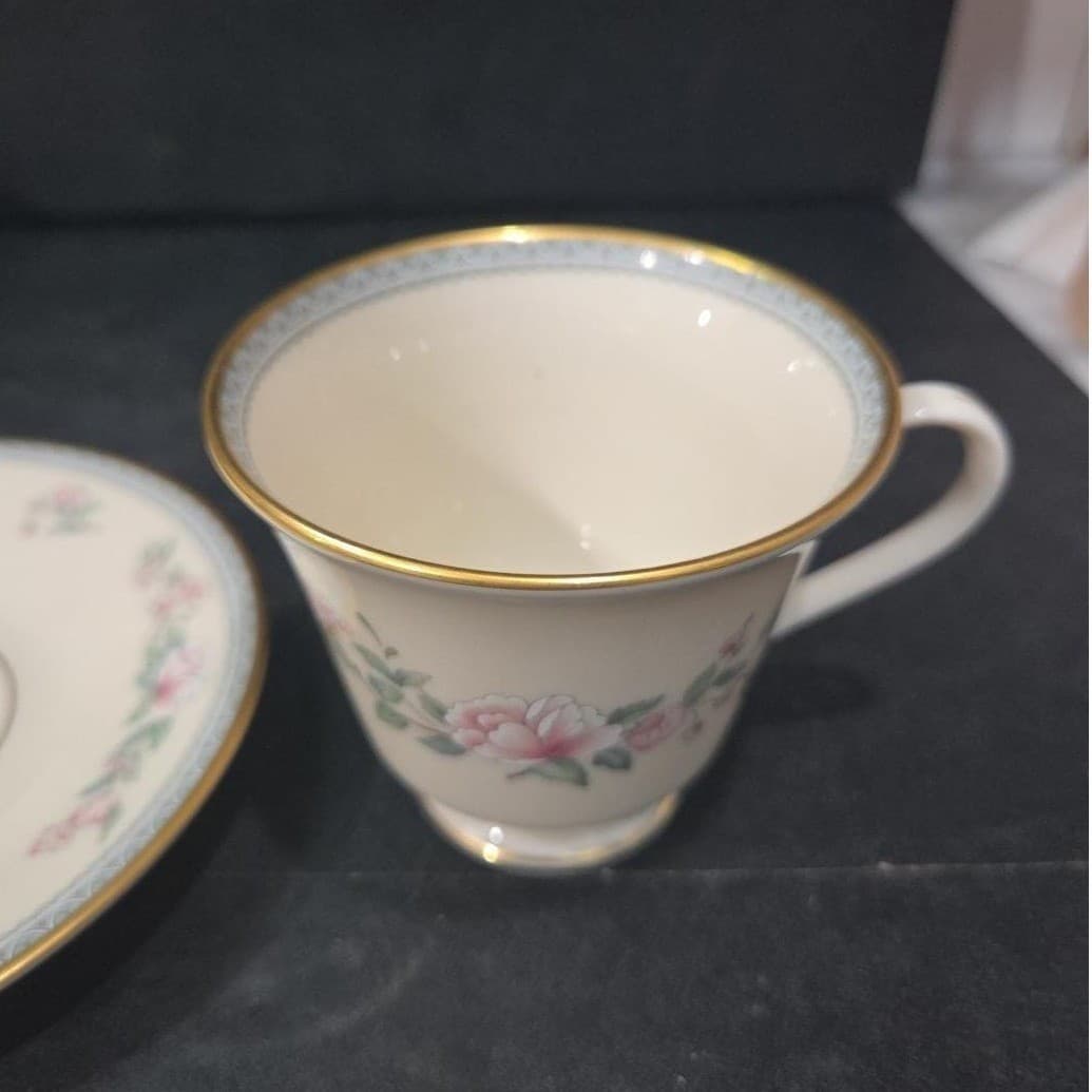 Lenox Serenade Cup & Saucers, Set of 2, Vintage Floral Replacement Tableware - Thumbnail 6