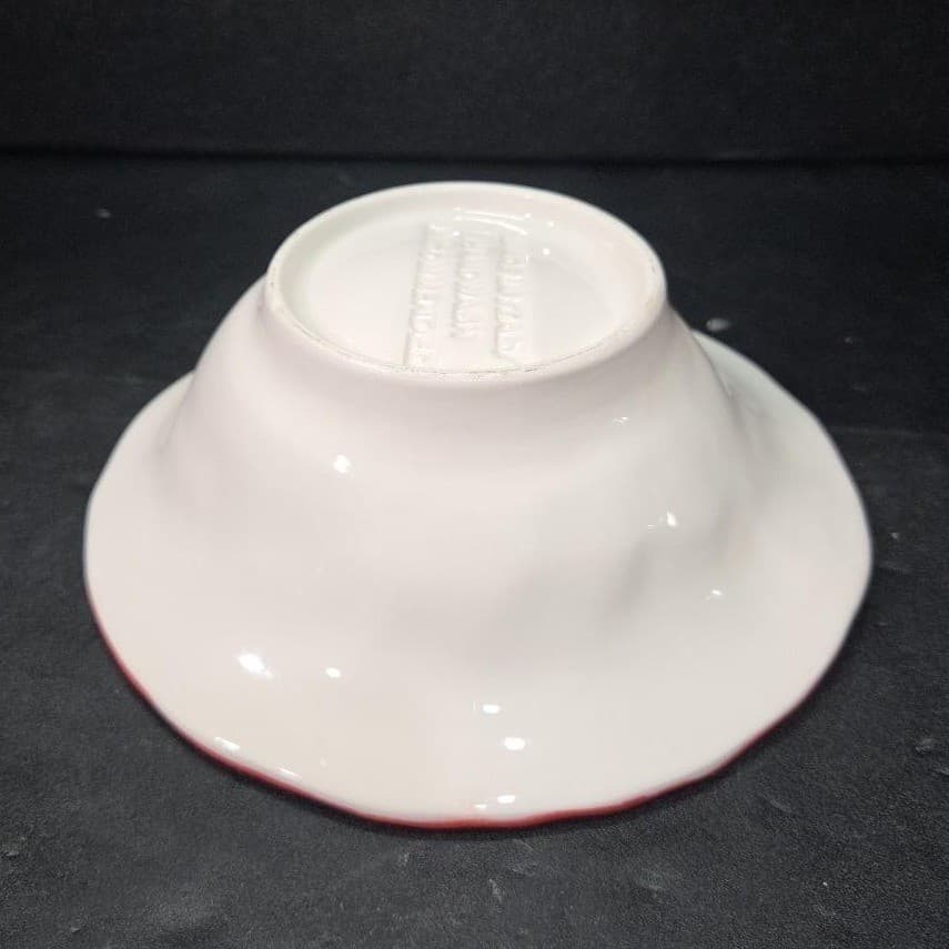 Vieri Style Crab Bowl, Vintage Italian Hand Painted Orange White Coastal Pottery - Thumbnail 7