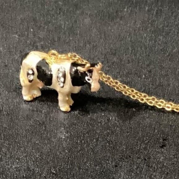 Fashion Bejeweled Bessie Holstein Cow And Calf Trinket Box Hinged - Thumbnail 4