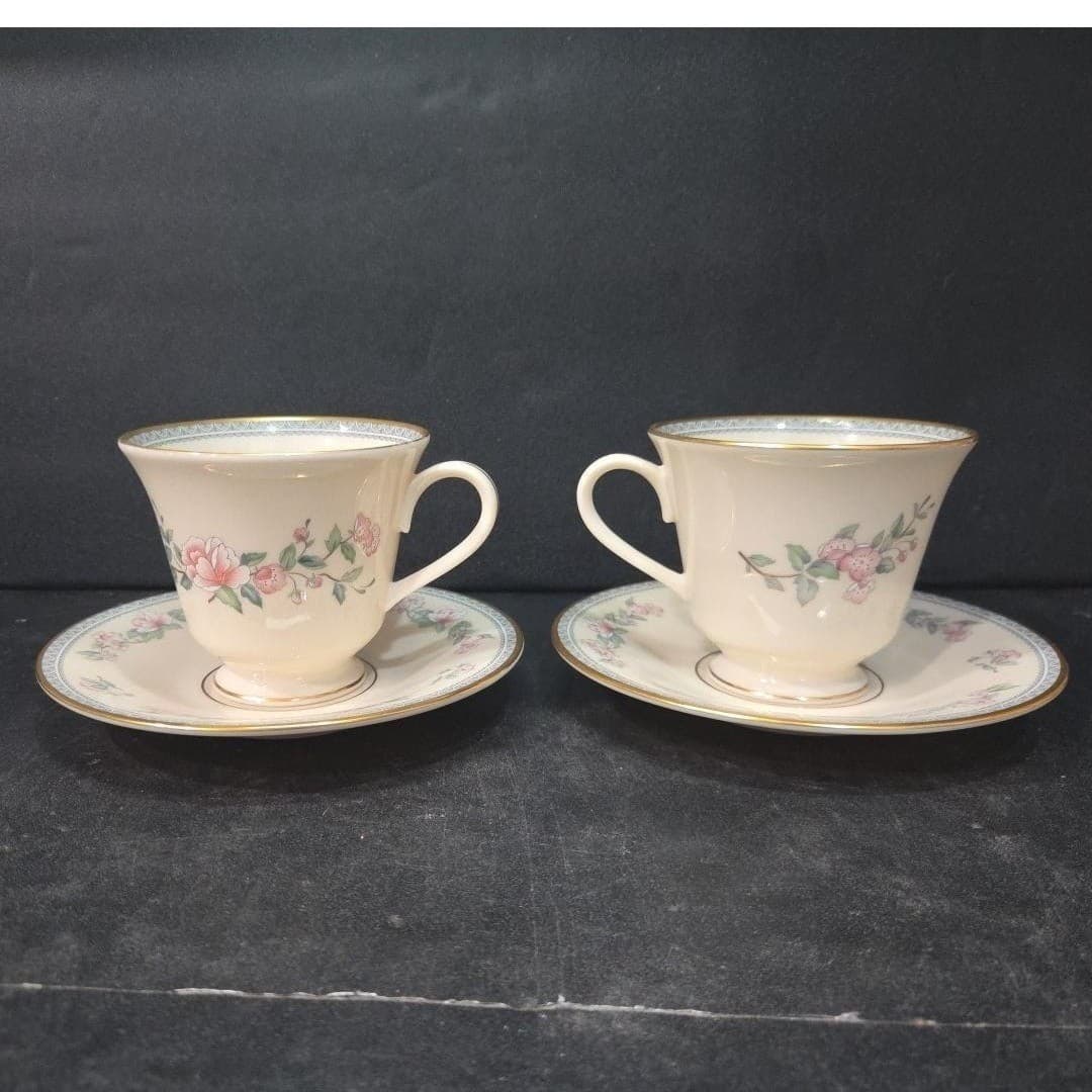 Lenox Serenade Cup & Saucers, Set of 2, Vintage Floral Replacement Tableware - Thumbnail 4