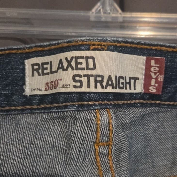 Levis 559 Relaxed Straight Leg Jeans, Men's 36x34 Medium Wash Blue 100% Cotton - Thumbnail 7