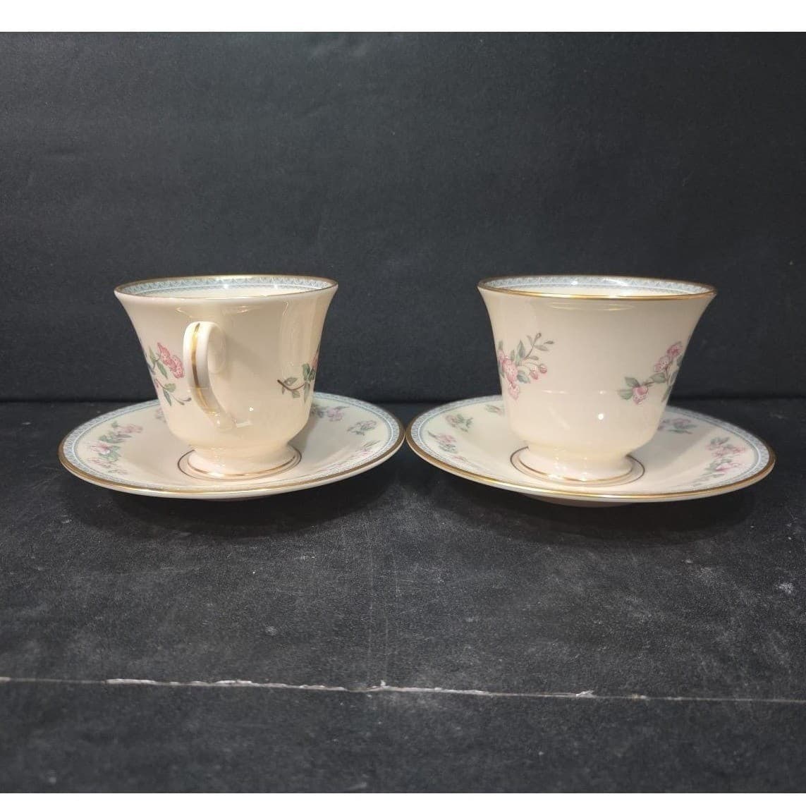 Lenox Serenade Cup & Saucers, Set of 2, Vintage Floral Replacement Tableware - Thumbnail 5
