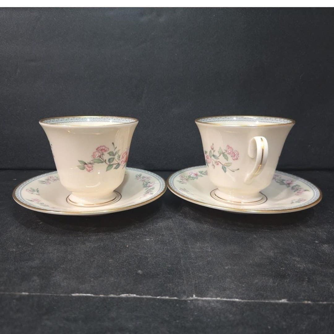 Lenox Serenade Cup & Saucers, Set of 2, Vintage Floral Replacement Tableware - Thumbnail 3