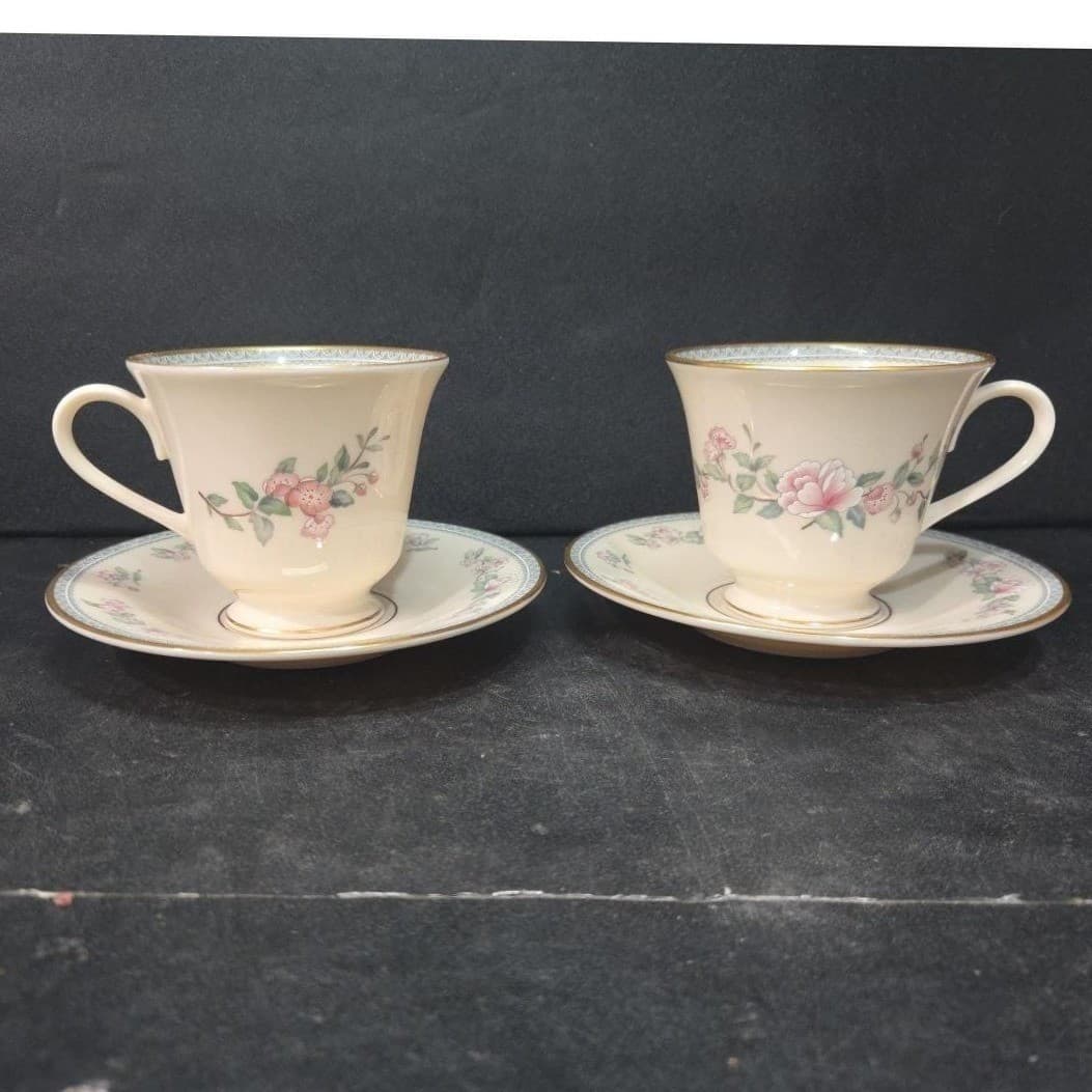 Lenox Serenade Cup & Saucers, Set of 2, Vintage Floral Replacement Tableware - Thumbnail 2