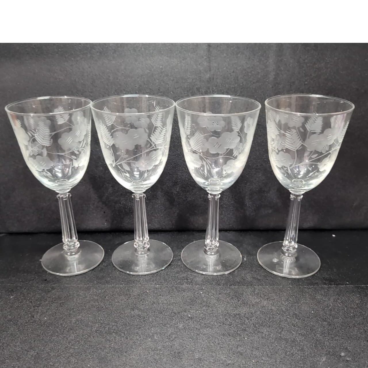 Libbey Rock Sharpe Water Goblets, Set of 4, Vintage Garland Design, Stemware - Thumbnail 5
