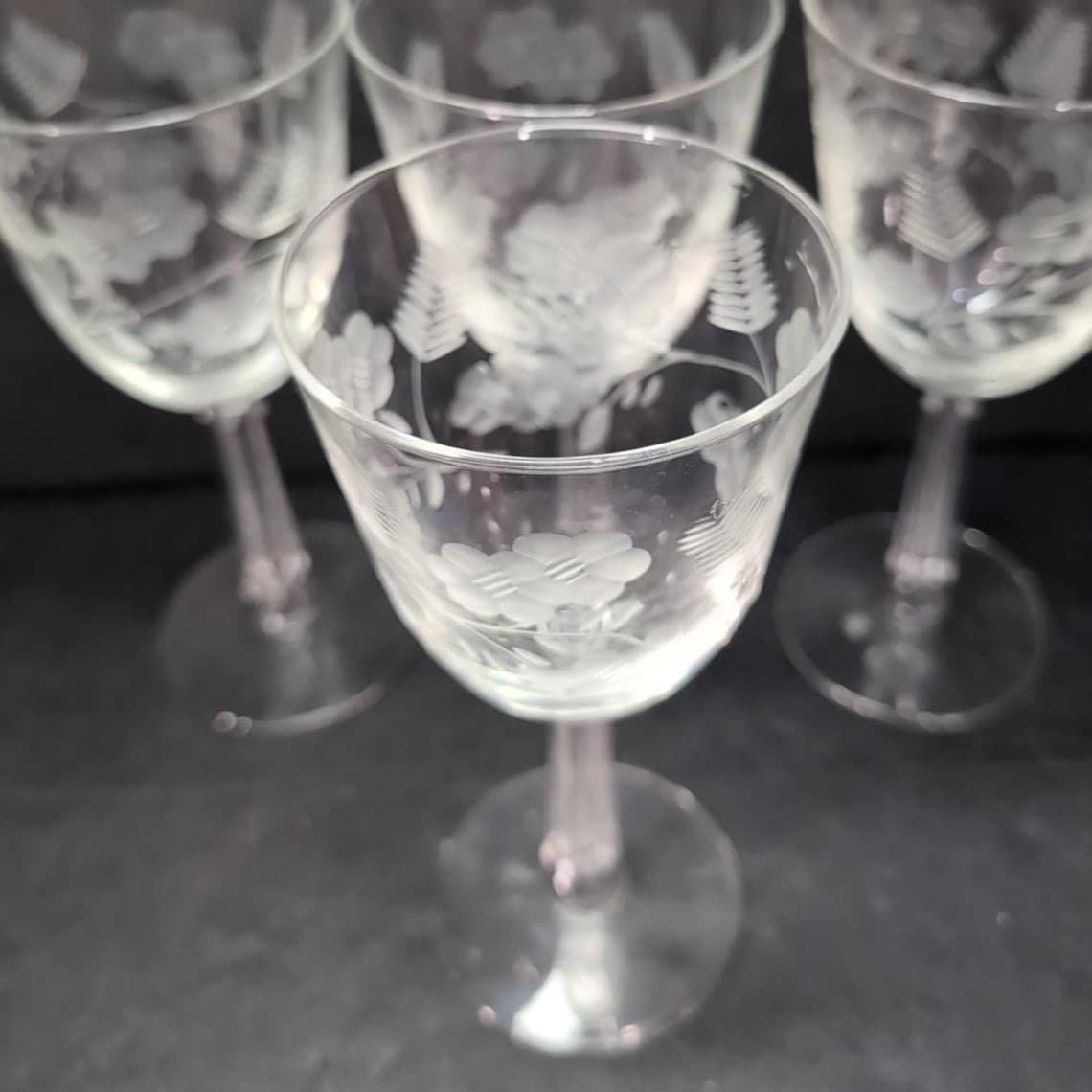 Libbey Rock Sharpe Water Goblets, Set of 4, Vintage Garland Design, Stemware - Thumbnail 6