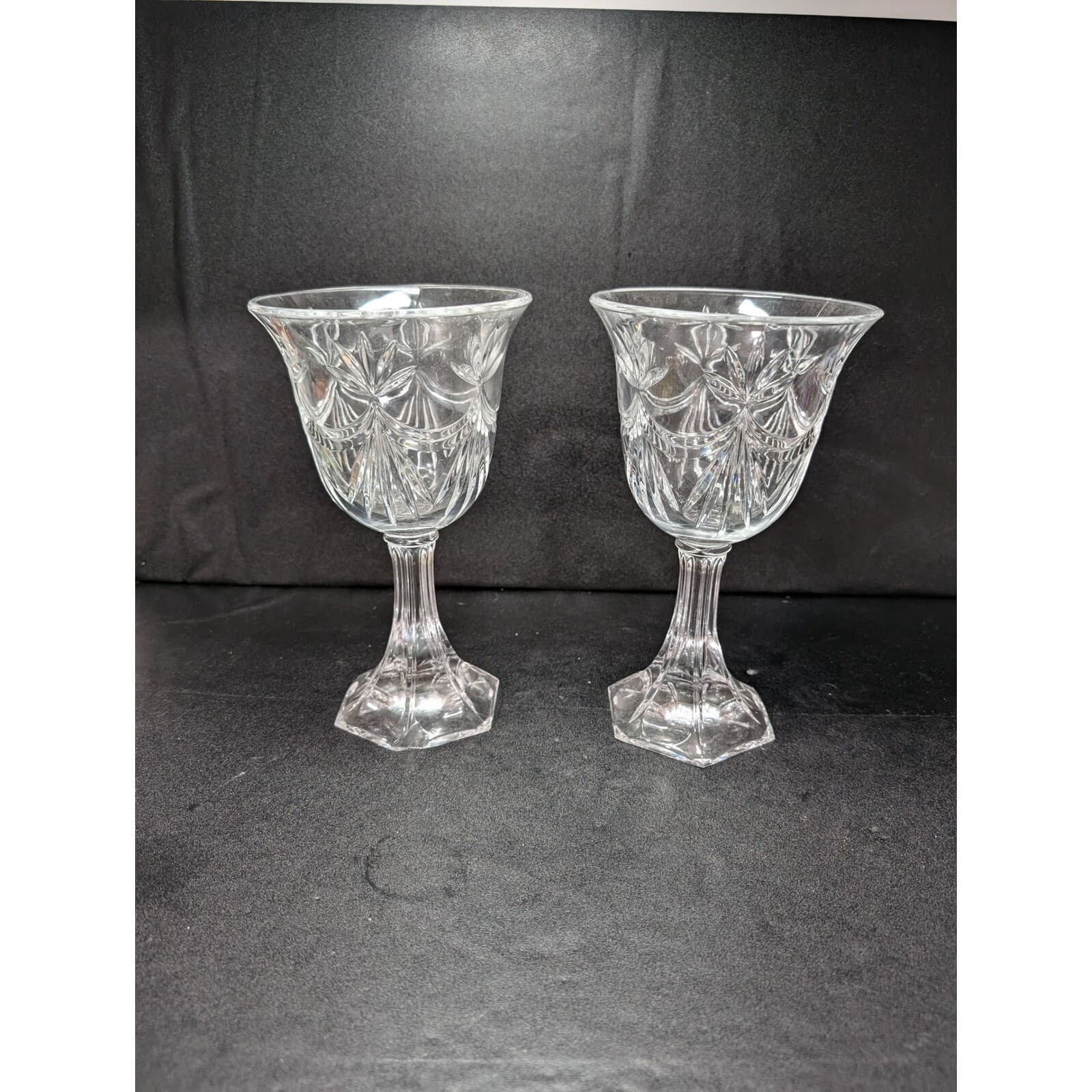 Crystal Compote Stemmed Bowl Oversized Goblet 9" Tall, Two Table Centerpieces - Thumbnail 2