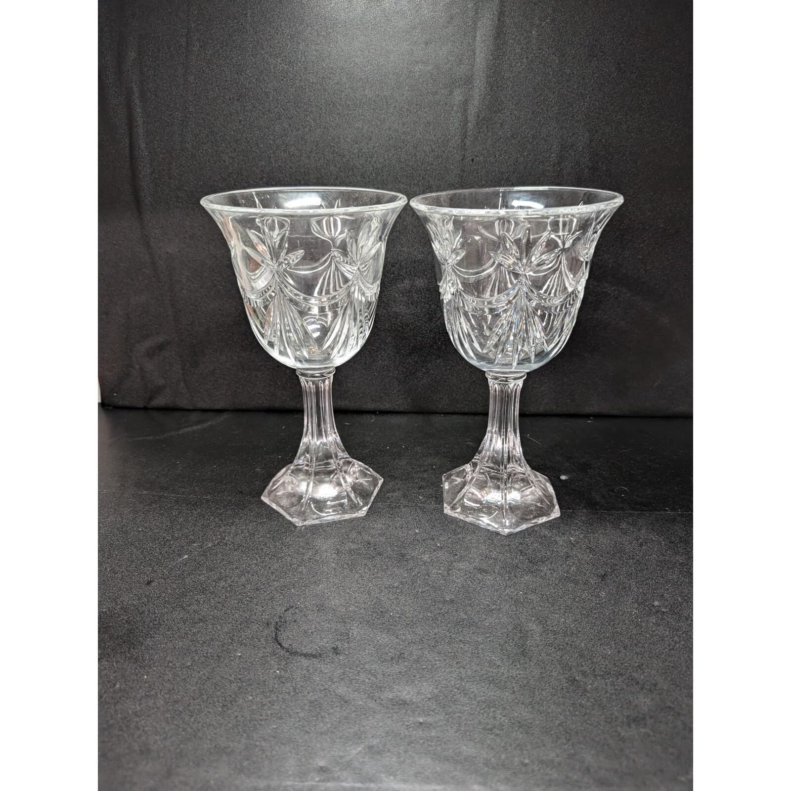 Crystal Compote Stemmed Bowl Oversized Goblet 9" Tall, Two Table Centerpieces - Thumbnail 4