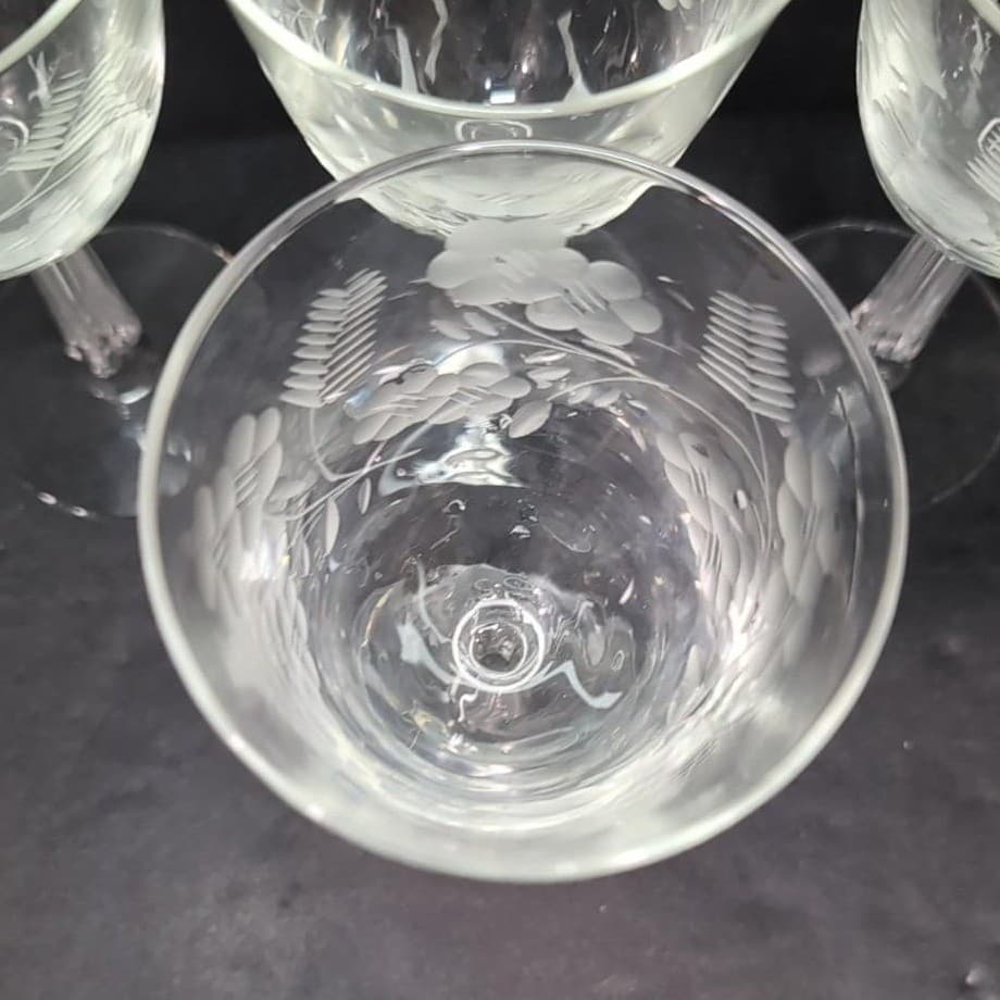 Libbey Rock Sharpe Water Goblets, Set of 4, Vintage Garland Design, Stemware - Thumbnail 7