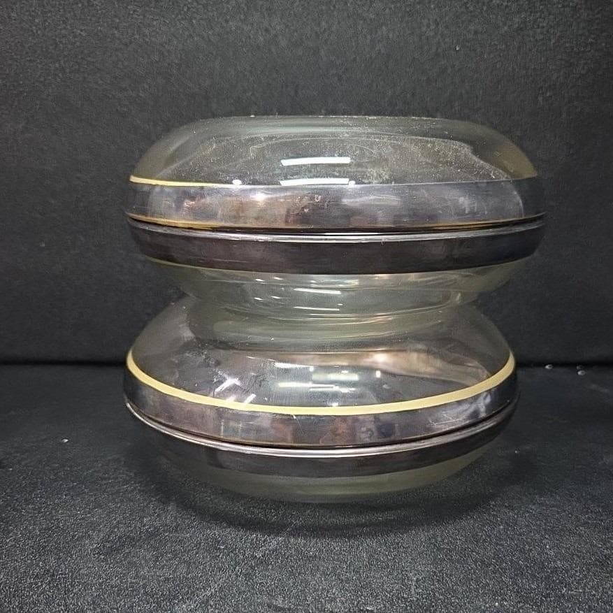 Platinum Trim Glass Dessert Bowls, Set of 4, Vintage Clear Glassware, Tableware - Thumbnail 9