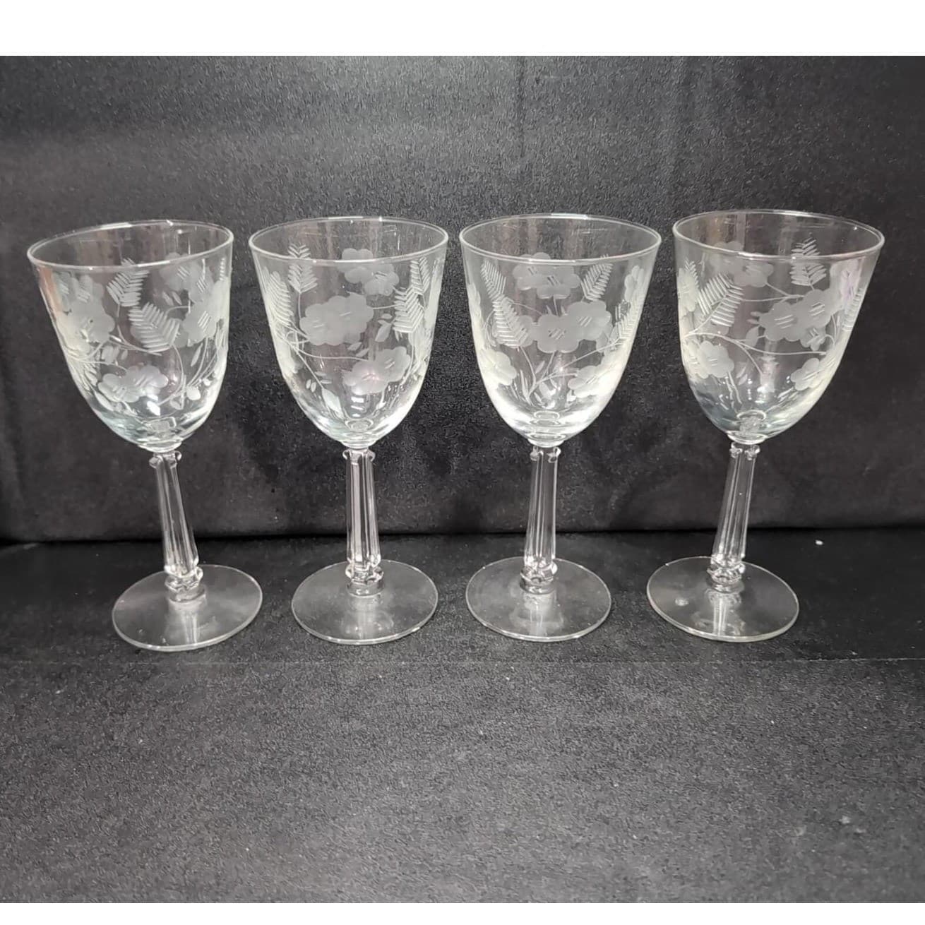 Libbey Rock Sharpe Water Goblets, Set of 4, Vintage Garland Design, Stemware - Thumbnail 4