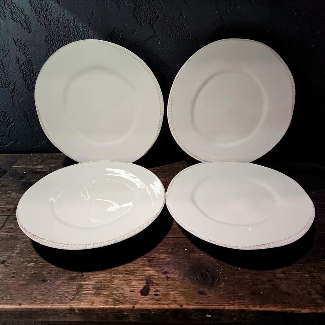 Libbey Farmhouse Cream Dinner Plates, Set of 4, Rustic Tableware, FH-503 242