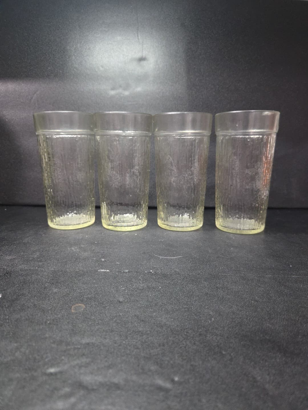 Kerr Clear Bark Textured Tumblers, Set of 4, Vintage 16 Oz Ice Drinking Glasses