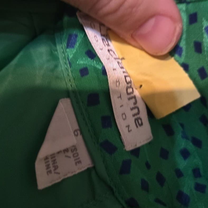 Liz Claiborne Collection Green Silk Leaf Print Skirt Suit Set, Women's Size 6 - Thumbnail 12