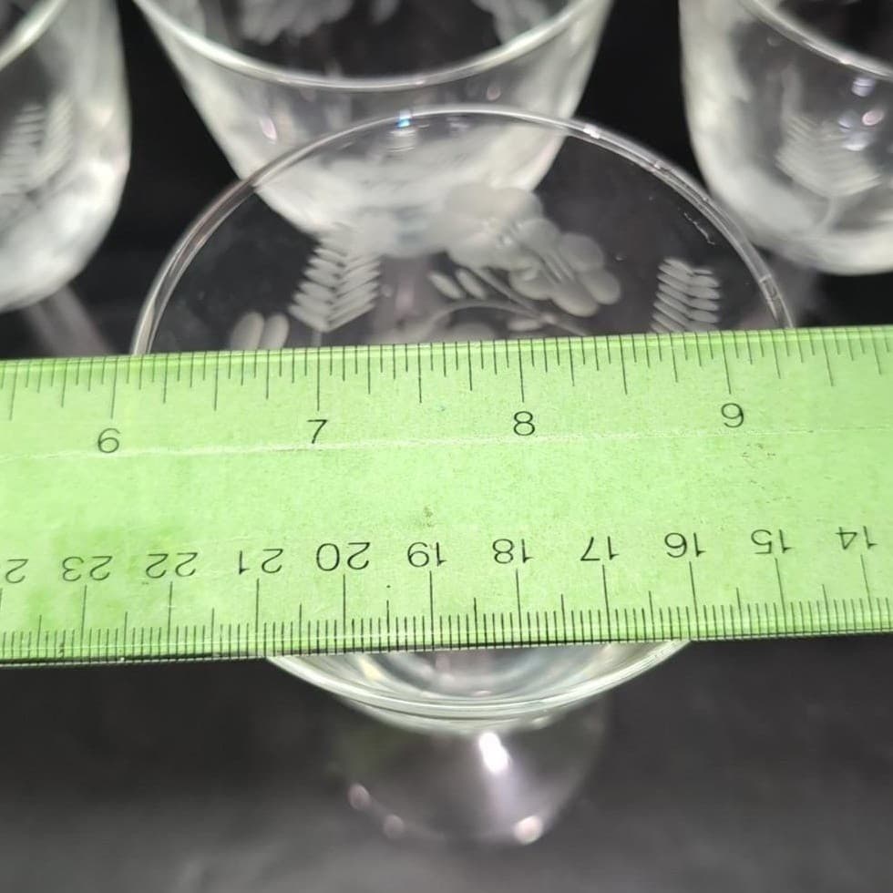 Libbey Rock Sharpe Water Goblets, Set of 4, Vintage Garland Design, Stemware - Thumbnail 10