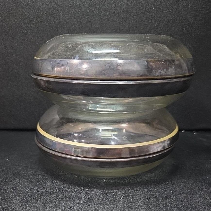 Platinum Trim Glass Dessert Bowls, Set of 4, Vintage Clear Glassware, Tableware - Thumbnail 10