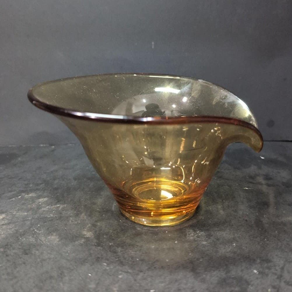 Viking Glass Amber Candy Dish, Vintage Mid Century Modern Decor, Chip & Dip Bowl - Thumbnail 2