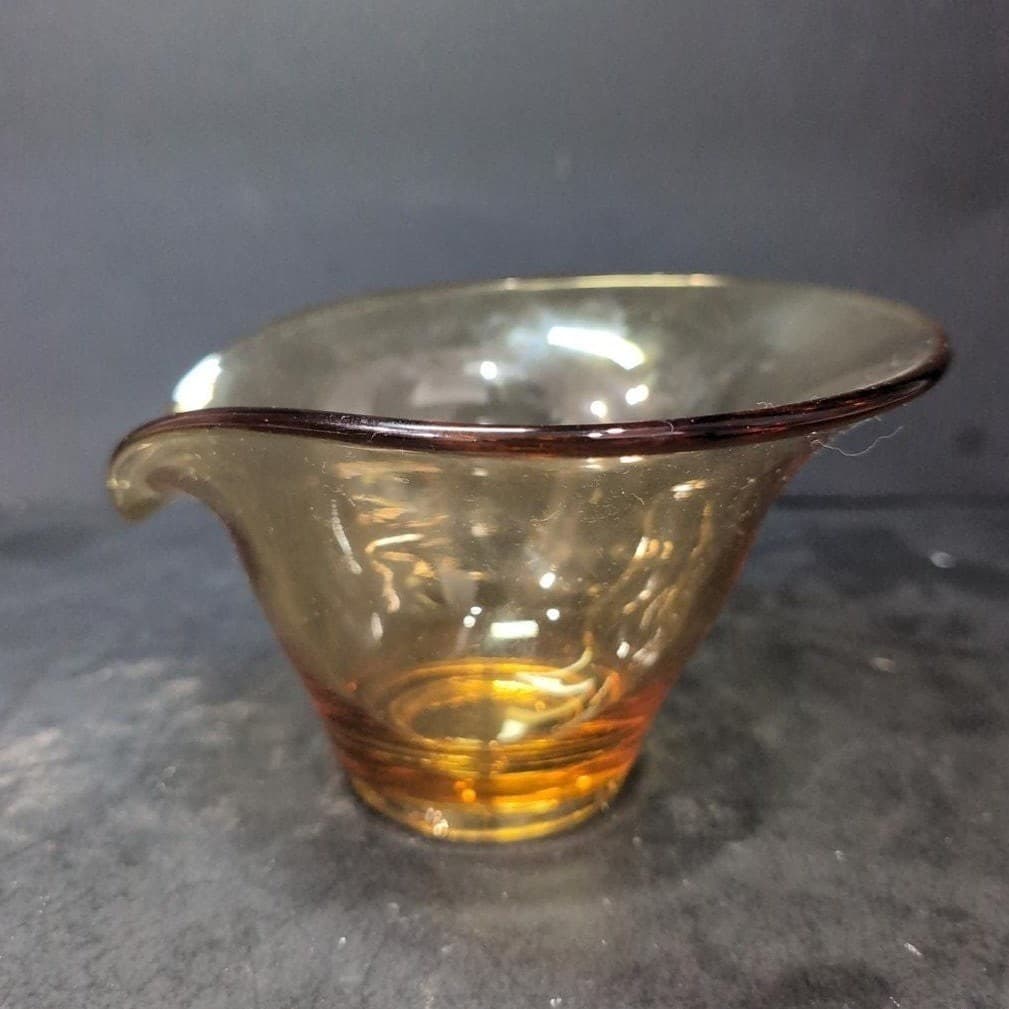 Viking Glass Amber Candy Dish, Vintage Mid Century Modern Decor, Chip & Dip Bowl - Thumbnail 4