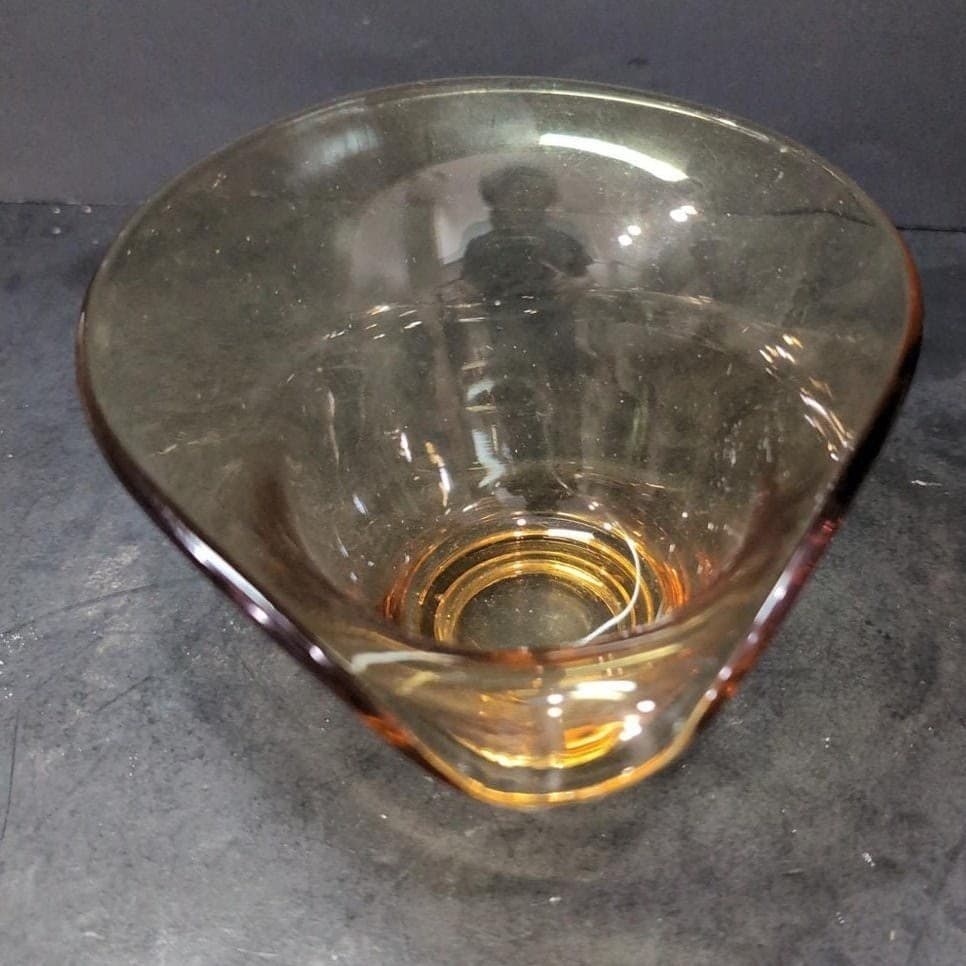 Viking Glass Amber Candy Dish, Vintage Mid Century Modern Decor, Chip & Dip Bowl - Thumbnail 6