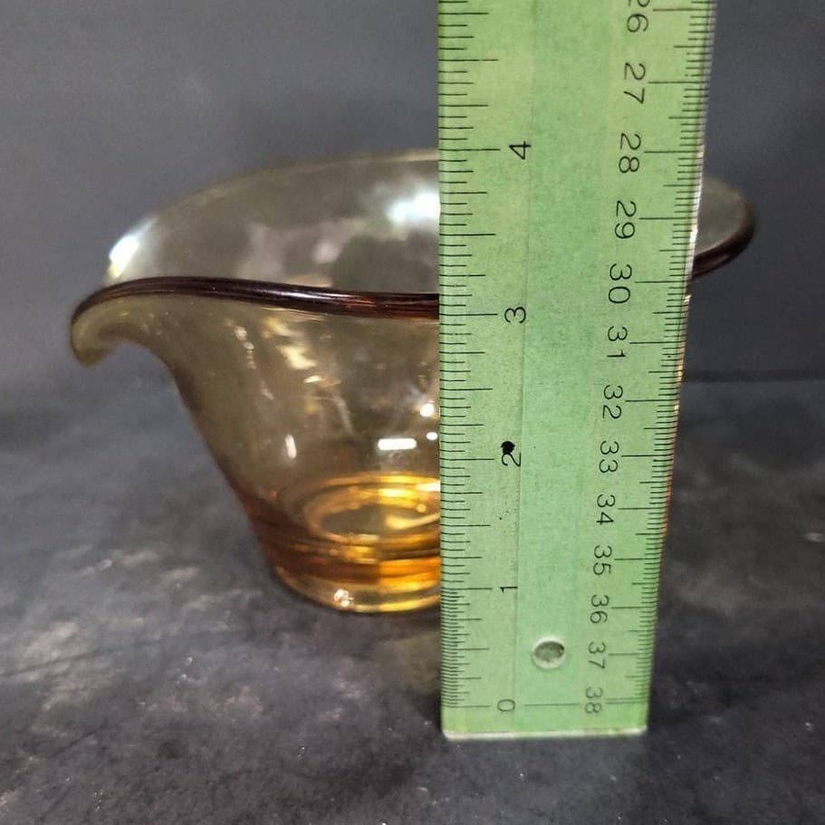 Viking Glass Amber Candy Dish, Vintage Mid Century Modern Decor, Chip & Dip Bowl - Thumbnail 9