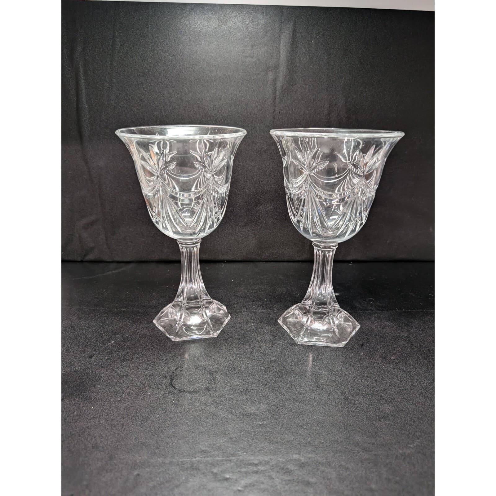 Crystal Compote Stemmed Bowl Oversized Goblet 9" Tall, Two Table Centerpieces