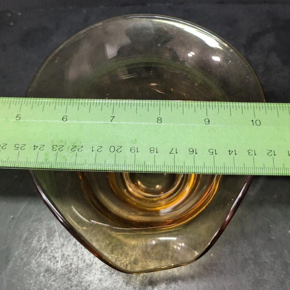Viking Glass Amber Candy Dish, Vintage Mid Century Modern Decor, Chip & Dip Bowl - Thumbnail 10