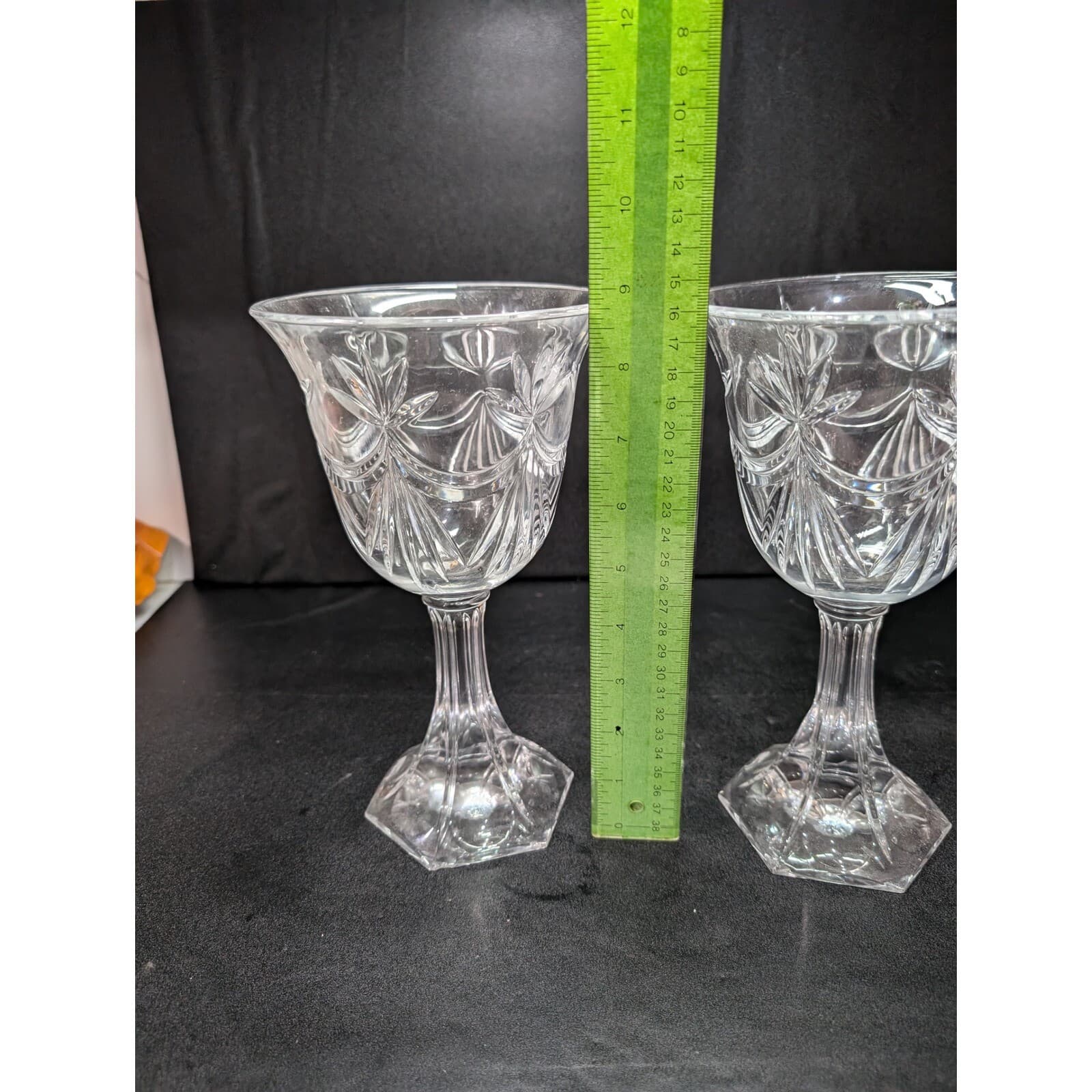 Crystal Compote Stemmed Bowl Oversized Goblet 9" Tall, Two Table Centerpieces - Thumbnail 8
