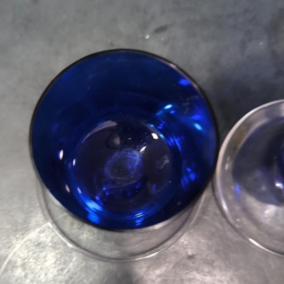 Cambridge Glass Footed Cigarette Urns, Set of 2, Vintage Cobalt Blue Glassware - Thumbnail 7