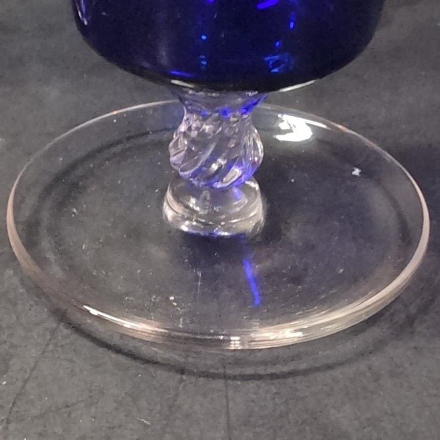 Cambridge Glass Footed Cigarette Urns, Set of 2, Vintage Cobalt Blue Glassware - Thumbnail 9