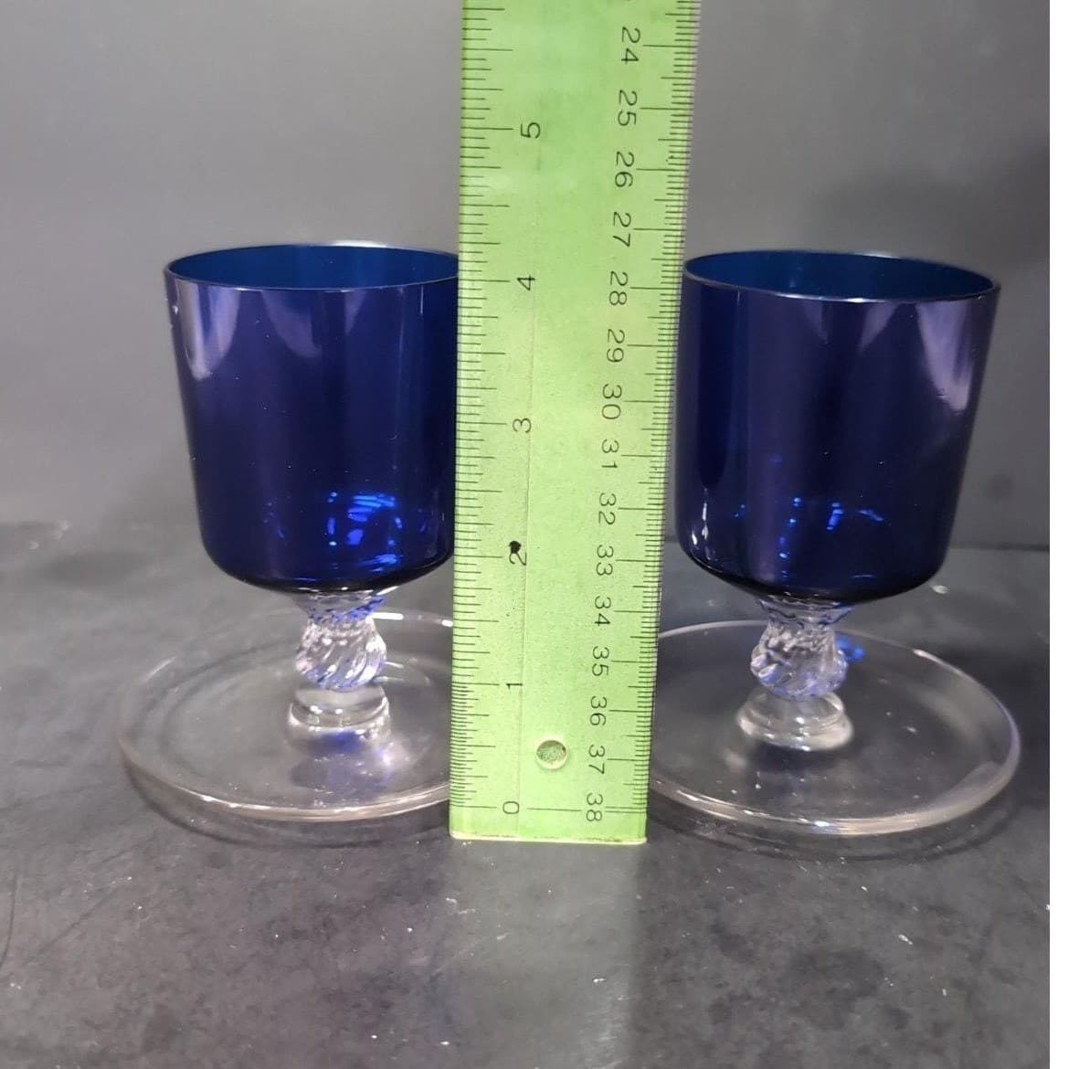 Cambridge Glass Footed Cigarette Urns, Set of 2, Vintage Cobalt Blue Glassware - Thumbnail 10