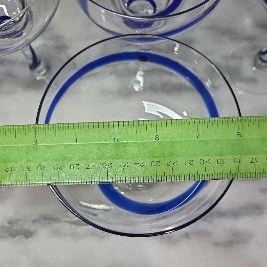 Pier 1 Imports Cobalt Blue Swirline Margarita Glasses, Set of 4, Vintage Barware - Thumbnail 2