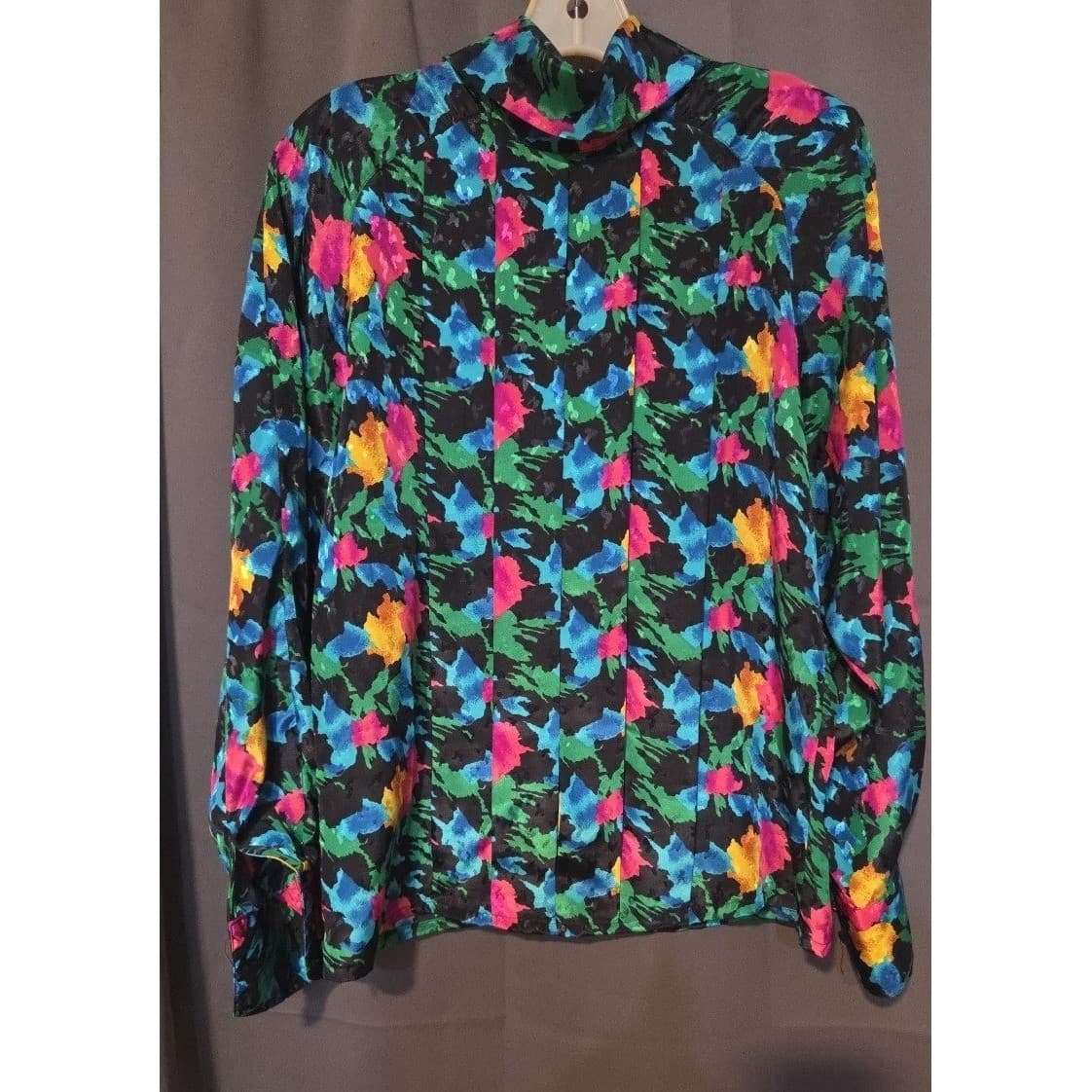 Michelle Stuart Vintage Abstract Floral High Neck Blouse, Women's Size 8 - Thumbnail 3