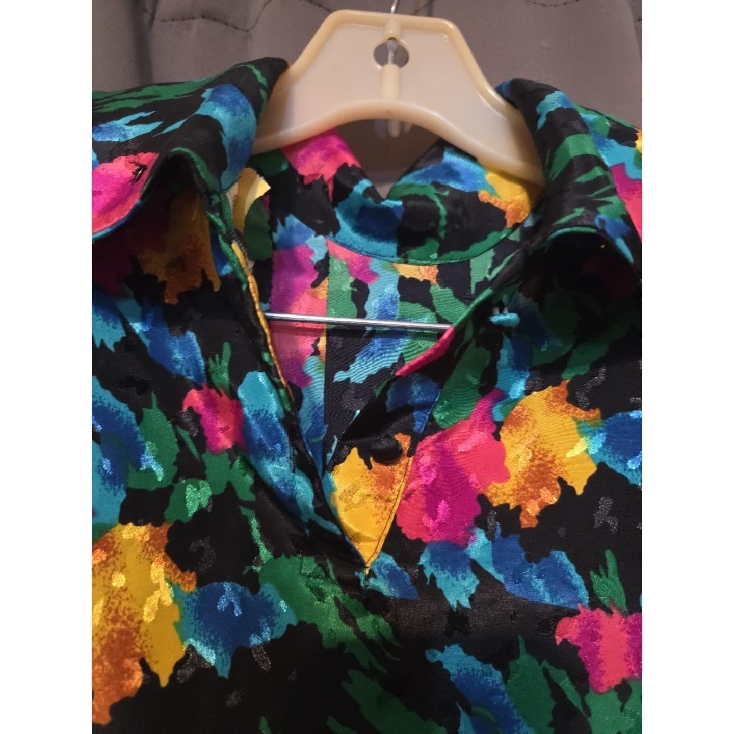 Michelle Stuart Vintage Abstract Floral High Neck Blouse, Women's Size 8 - Thumbnail 5