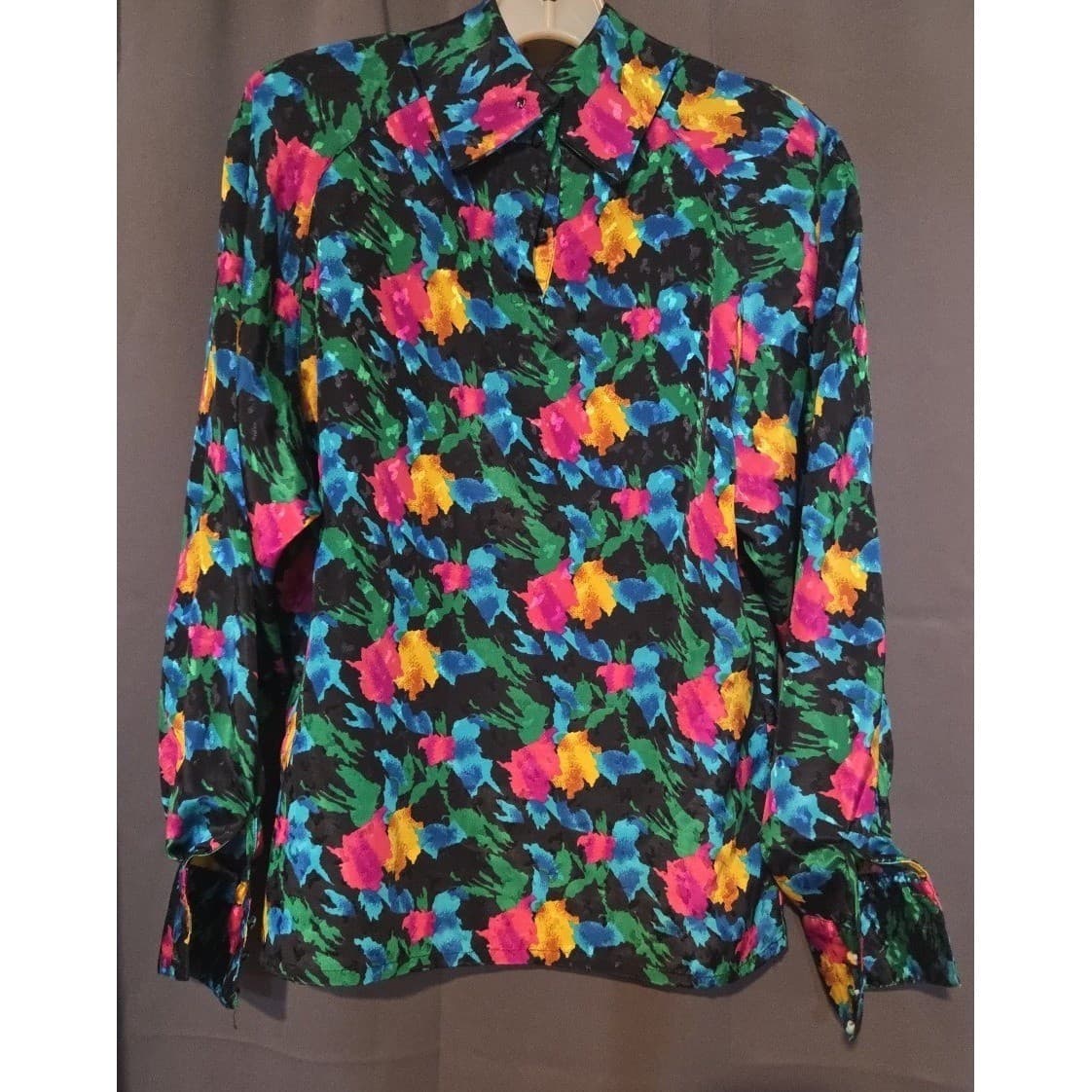 Michelle Stuart Vintage Abstract Floral High Neck Blouse, Women's Size 8 - Thumbnail 4