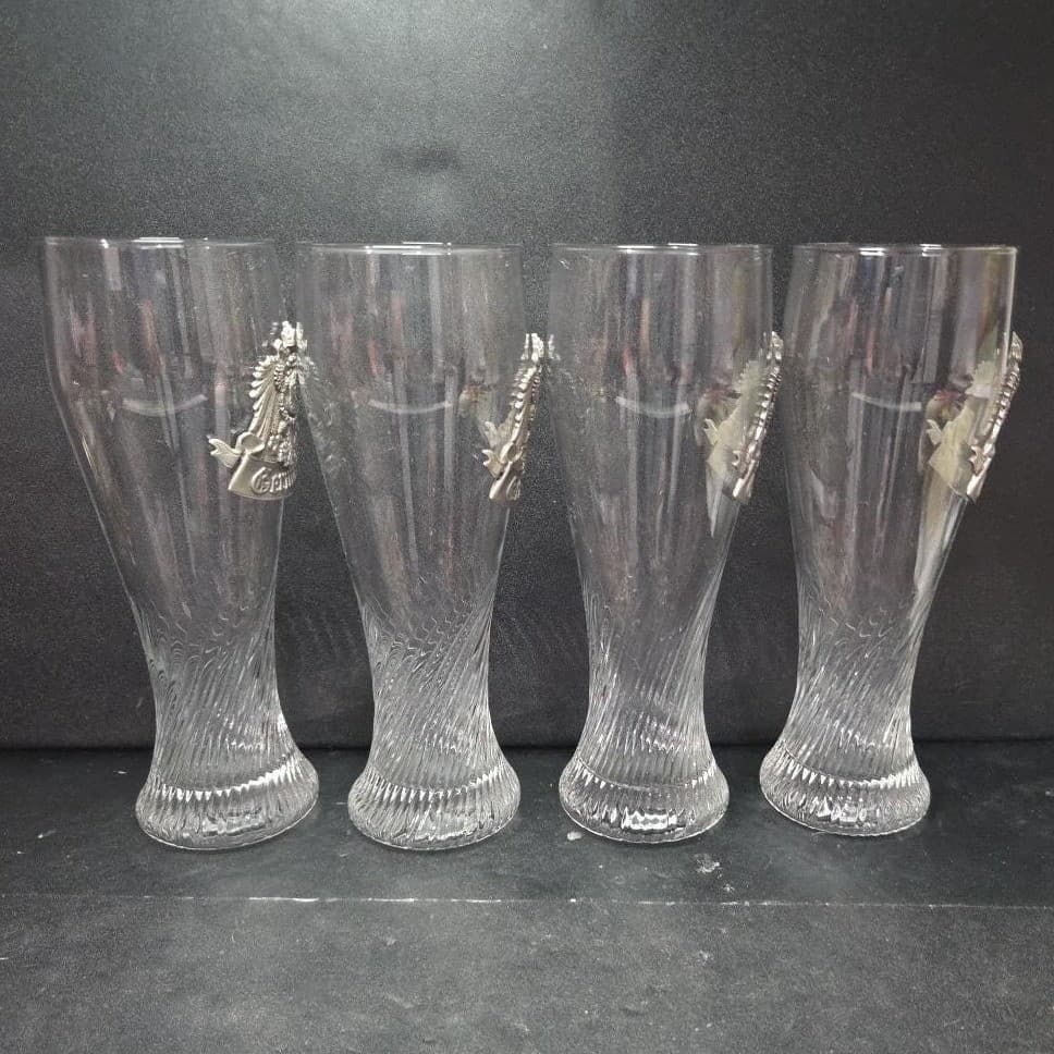 M. Cornell Germany Twisted Pilsner Glasses, Set of 4, Deutschland Metal Crest - Thumbnail 5