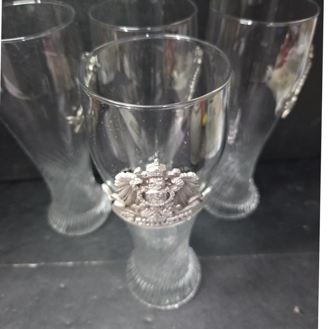 M. Cornell Germany Twisted Pilsner Glasses, Set of 4, Deutschland Metal Crest - Thumbnail 6