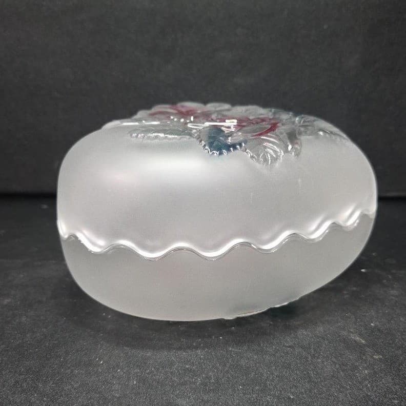 Studio Nova Heart Shaped Trinket Box, Frosted Glass Dish, Embossed Pink Roses - Thumbnail 8