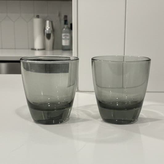 Libbey Classic Smoke Gray Double Old Fashioned Glasses Set of 2 Lowball Tumblers
