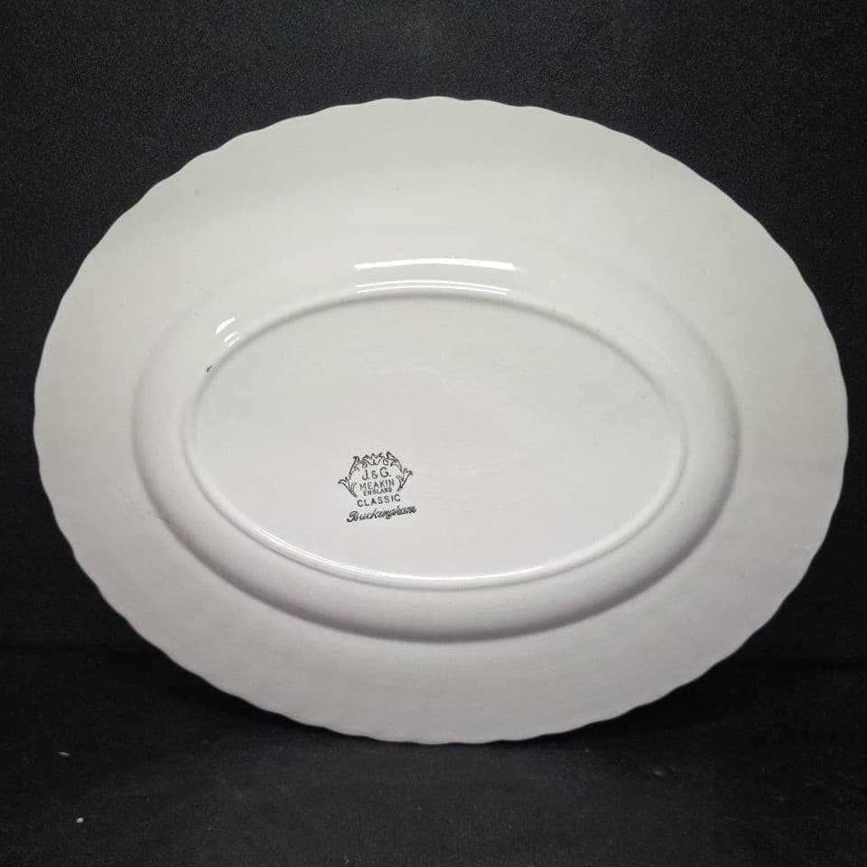 J&G Meakin Ironstone "Chantilly Green" Oval Serving Platter, Vintage Serveware - Thumbnail 3