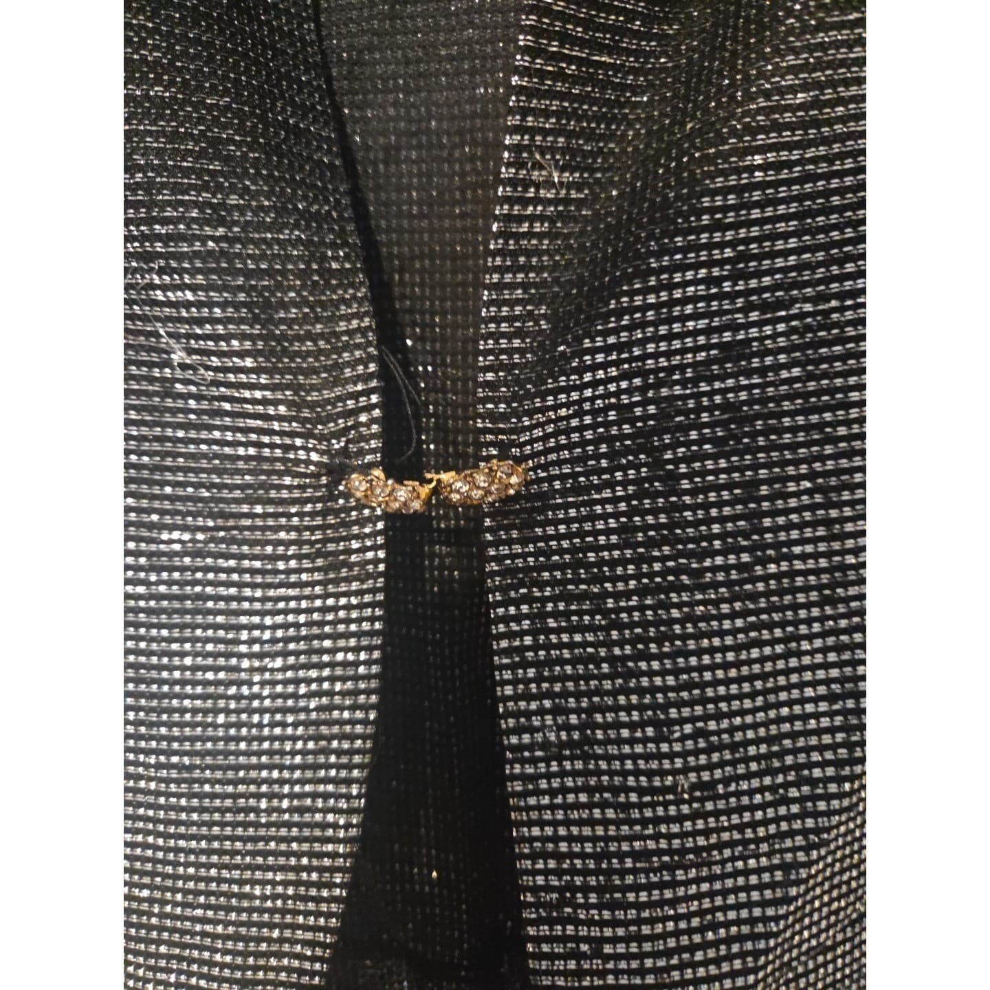 R&K Petite Metallic Silver Black Shimmer Evening Blazer, Vintage Size 8 Jacket - Thumbnail 6