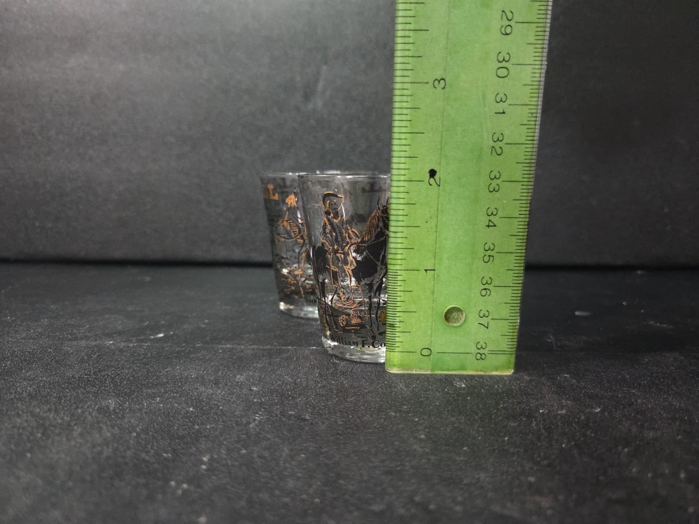 Buffalo Bill Shot Glass Trio, Lookout Mountain Souvenir, Black & Gold, Set of 3 - Thumbnail 8