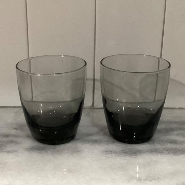 Libbey Smoke Gray Glass Tumblers, Set of 2, Vintage Weighted Bottom Glassware - Thumbnail 8