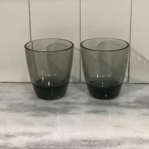 Libbey Classic Smoke Gray Double Old Fashioned Glasses Set of 2 Lowball Tumblers - Thumbnail 2