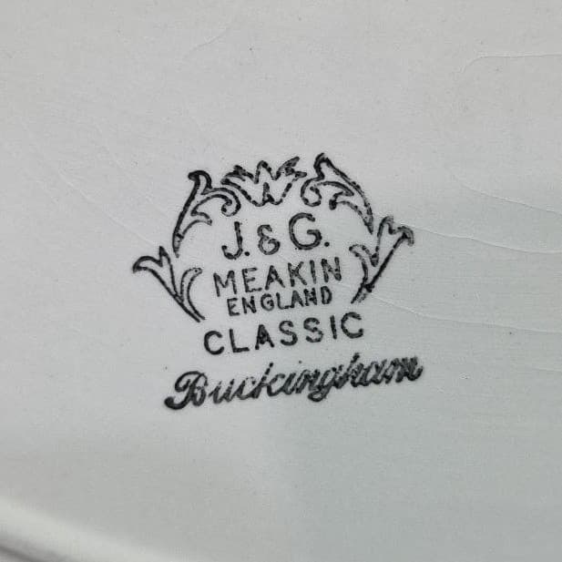 J&G Meakin Ironstone "Chantilly Green" Oval Serving Platter, Vintage Serveware - Thumbnail 4
